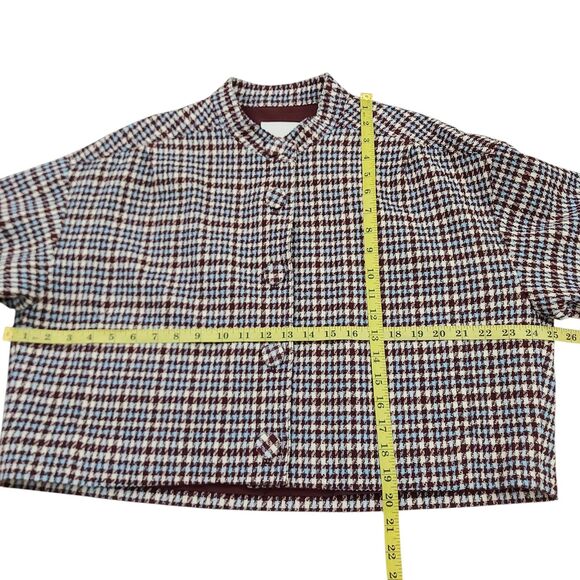 Rebecca Taylor Techy Houndstooth Jacket Womens Large Wool Blend Button Cropped - Picture 12 of 13